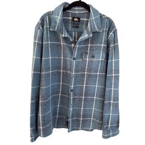 Quiksilver Blue Plaid Flannel Soft Brushed Grunge Skater Coastal Shirt L